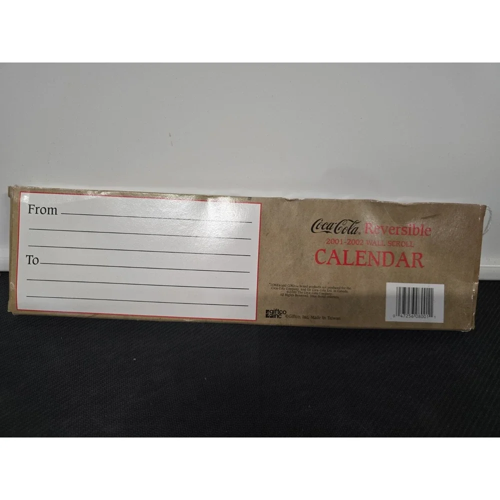 2001-2002 Coca-Cola Reversible Wall Scroll Calendar Collectible 30